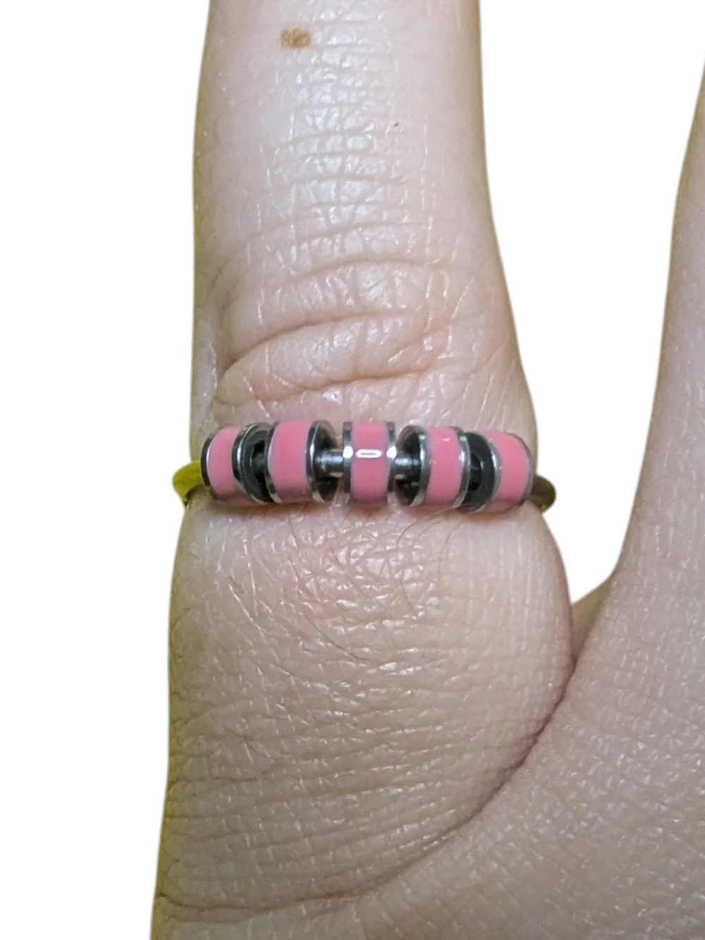 NEW Beaded Fidget Ring Sz 6.5 Pink Red  Unisex Jewelry A-041